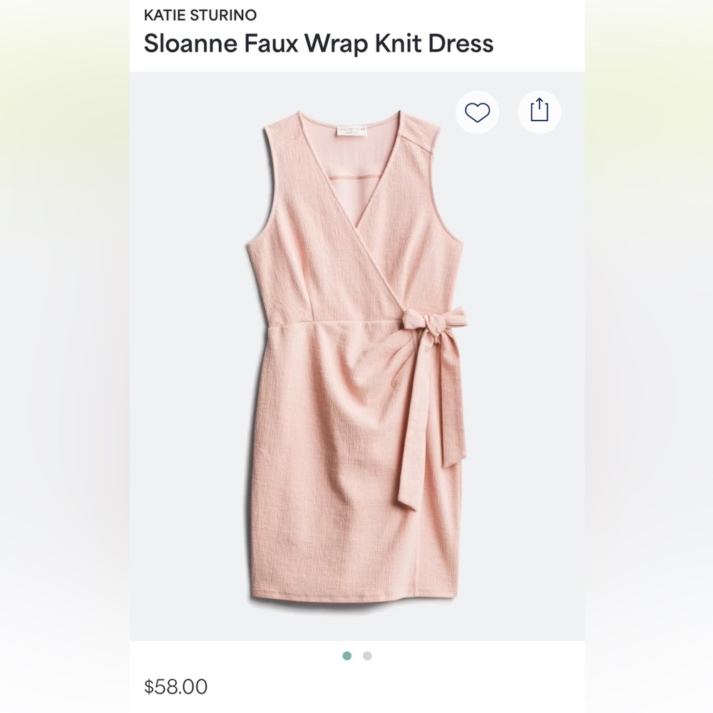Peach Faux Wrap Knit Dress